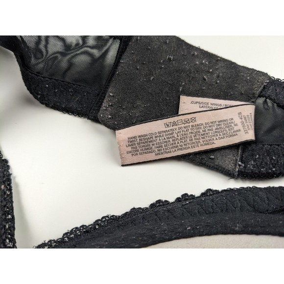 Victoria's Secret Bra Dream Angels Demi 36DD Cream Black Floral Polka Dot Lace - Picture 4 of 6